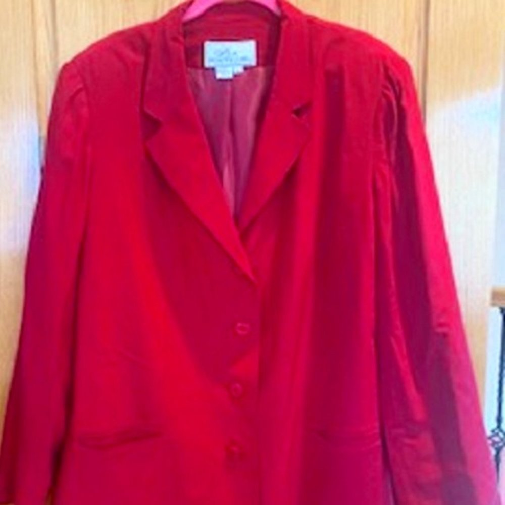 Women's Silk Boutique 100% Silk Red Jacket Blazer Sz: 18